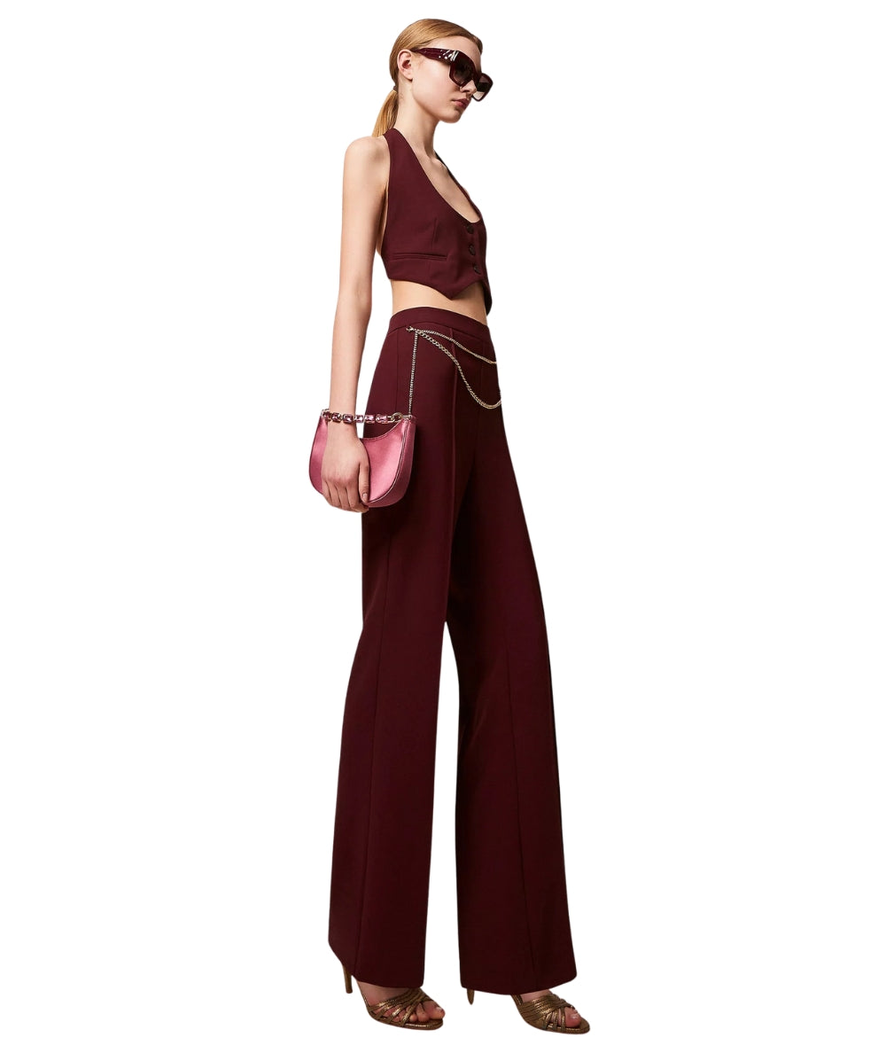 Twinset Pantalone Flare con Nervature 252TP2281 Vinaccia