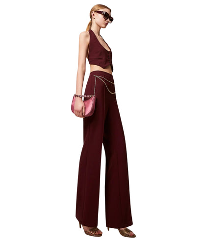 Twinset Pantalone Flare con Nervature 252TP2281 Vinaccia