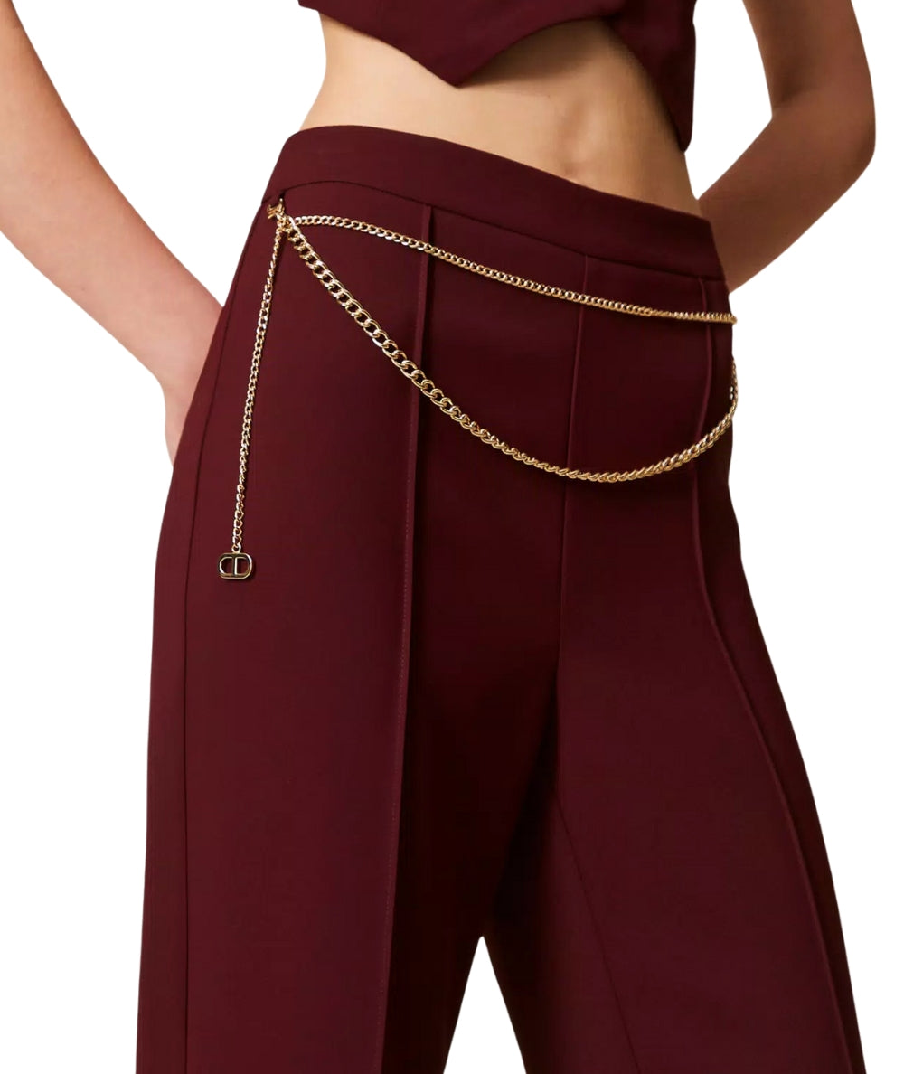 Twinset Pantalone Flare con Nervature 252TP2281 Vinaccia
