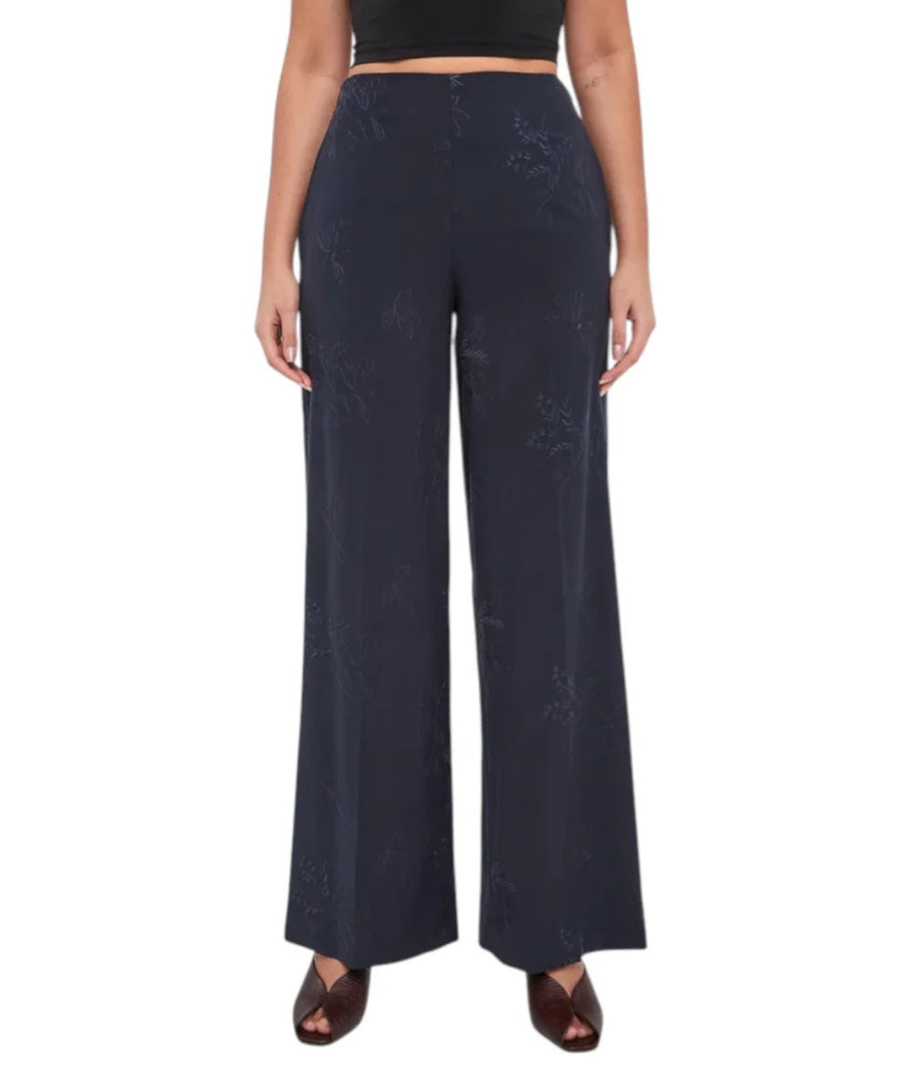 Twinset Pantalone Wide Leg Ricamato 261TE2023 Blu Notte