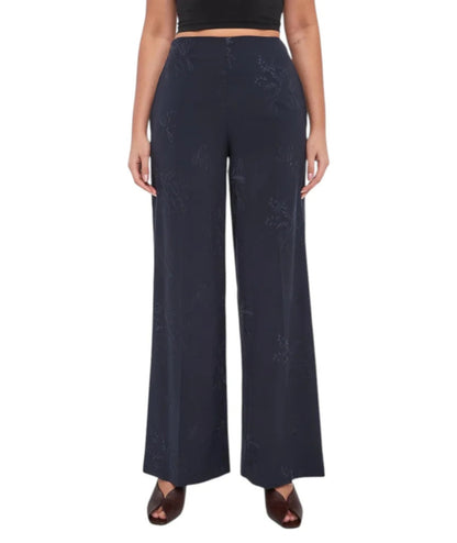 Twinset Pantalone Wide Leg Ricamato 261TE2023 Blu Notte