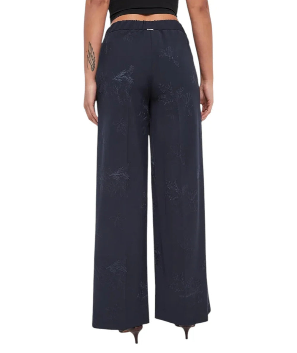 Twinset Pantalone Wide Leg Ricamato 261TE2023 Blu Notte