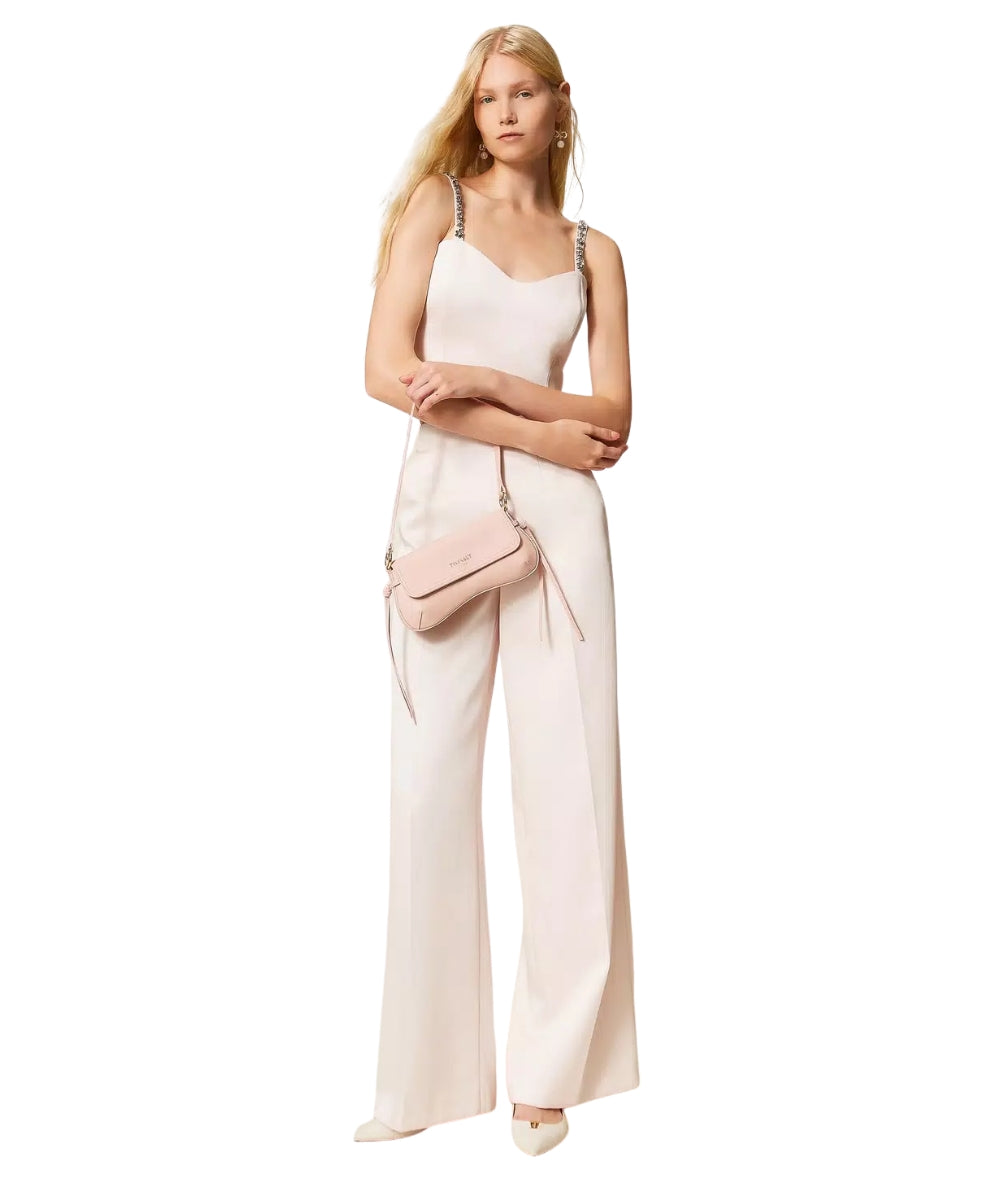 Twinset Pantalone a Palazzo in Duchesse a Gamba Larga 261TP2417 Rosa