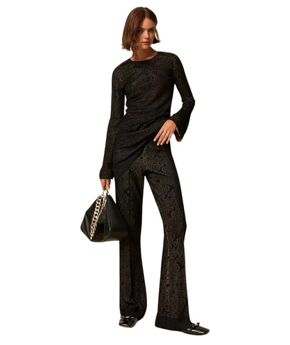 Twinset Pantalone in Maglia Traforata 252TP3383 Nero