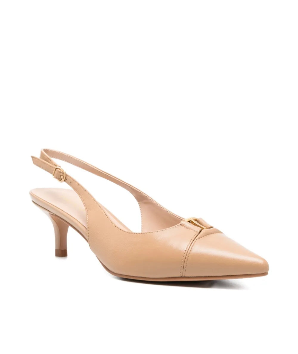 Twinset Sling Back in Pelle con Logo 261TCP034 Beige