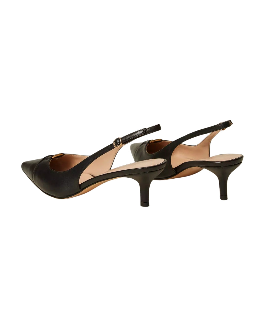Twinset Sling Back in Pelle con Logo 261TCP034 Nero