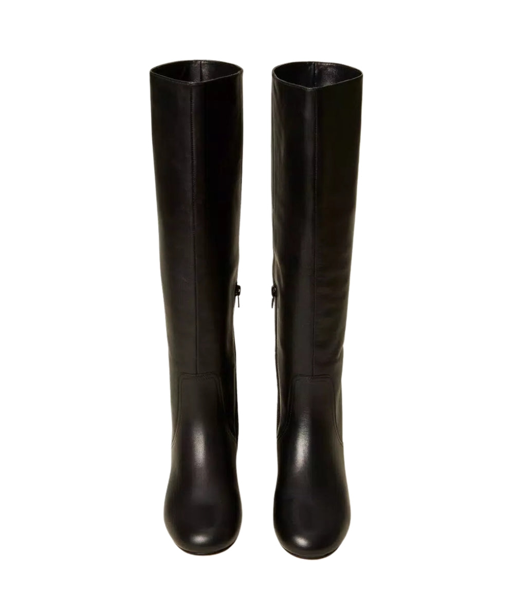 Twinset Stivale Alto in Pelle 252TCP240 Nero 00006