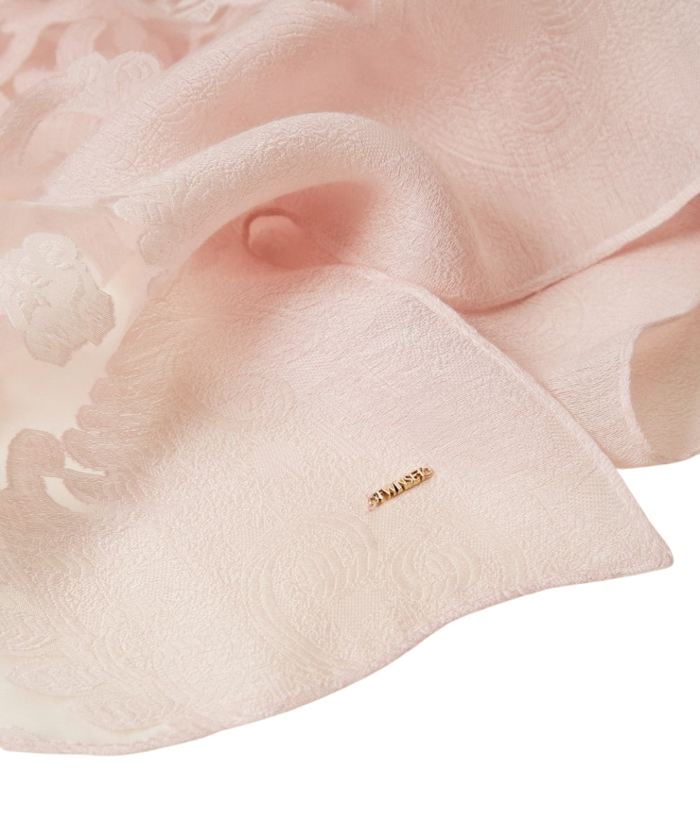 Twinset Stola con Motivo Floreale e Trasparenze 261TA4320 Rosa Sabbia