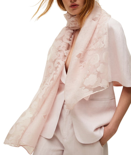 Twinset Stola con Motivo Floreale e Trasparenze 261TA4320 Rosa Sabbia