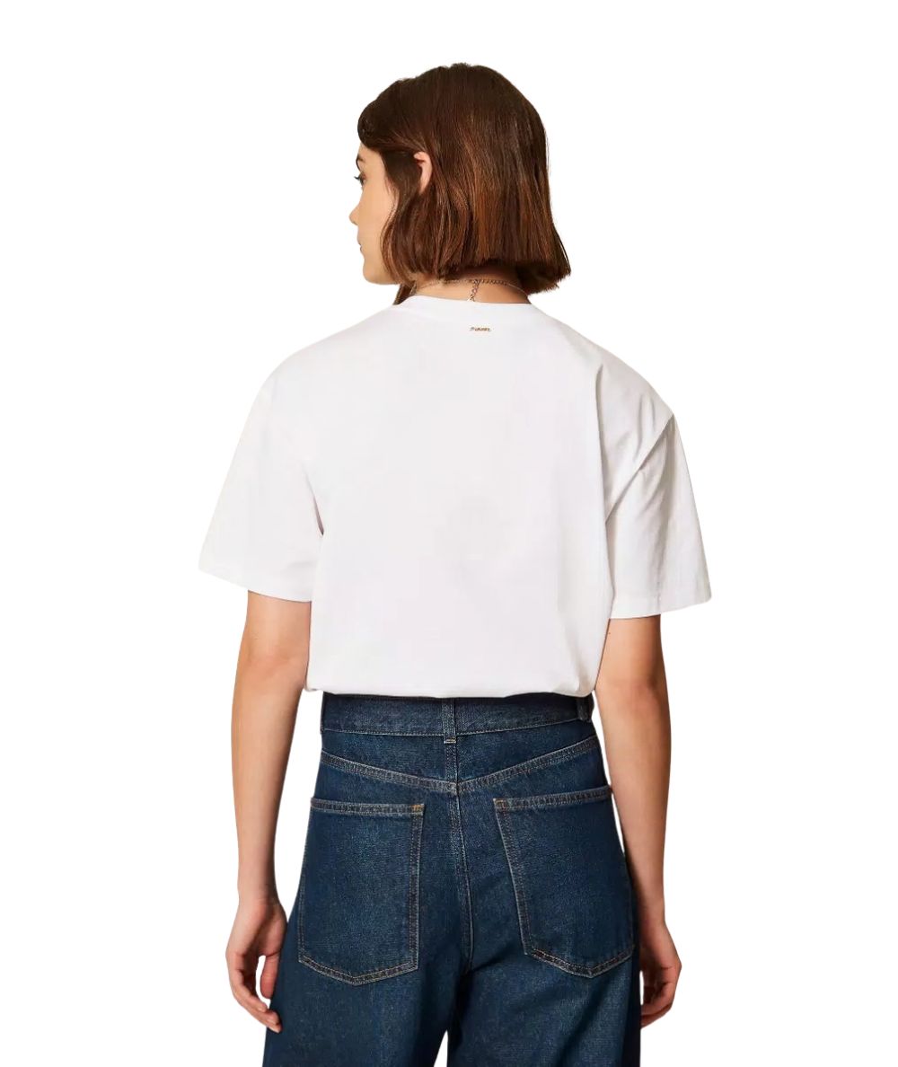 Twinset T-shirt con Patch Ricamato 262TP2760 Bianco