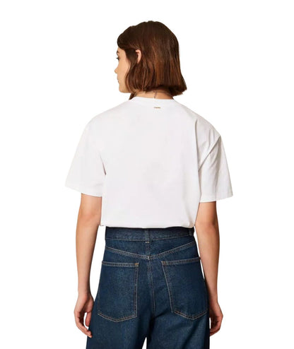 Twinset T-shirt con Patch Ricamato 262TP2760 Bianco