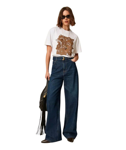 Twinset T-shirt con Patch Ricamato 262TP2760 Bianco