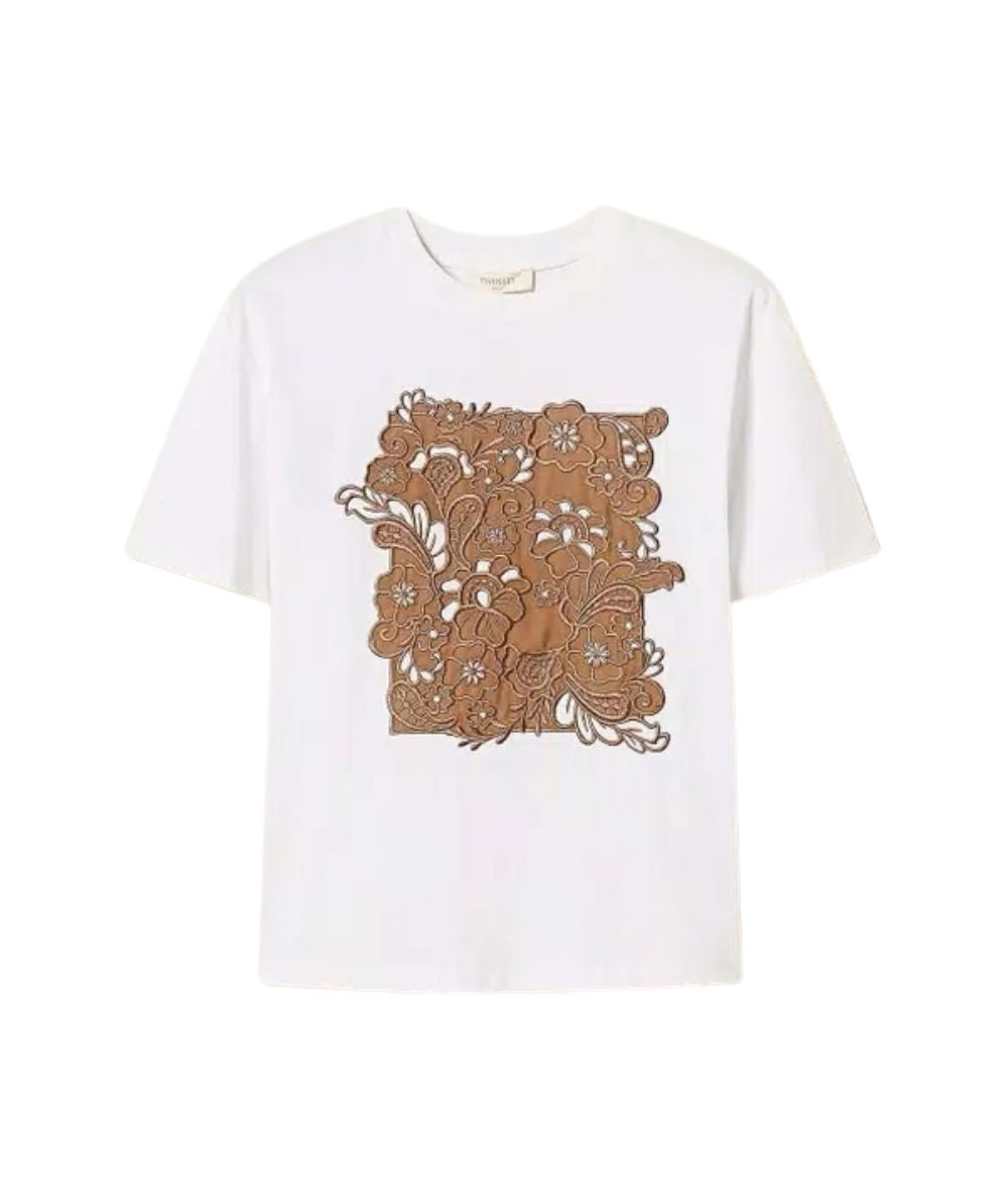 Twinset T-shirt con Patch Ricamato 262TP2760 Bianco
