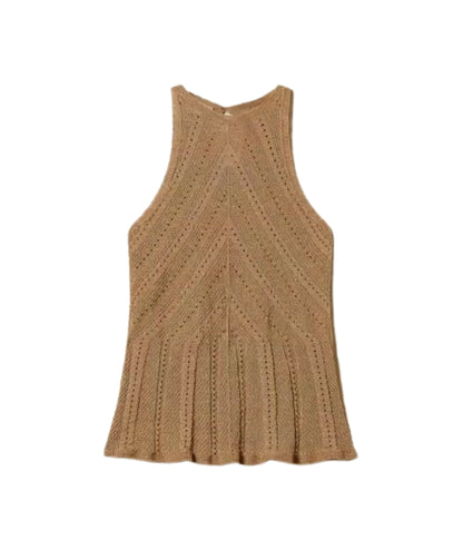 Twinset Top in Maglia Traforata con Lurex 261TT3210 Oro 