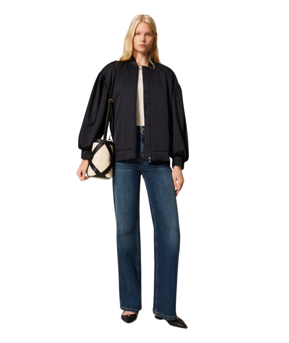 Twinset in Maglia Viscosa Stretch a Quadri Traforata 261TP3401 Bianco