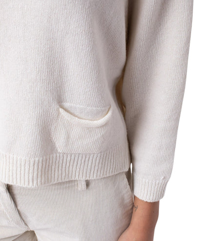 Vicario Cinque Maglione Girocollo con Taschino MANTOVA305 Bianco