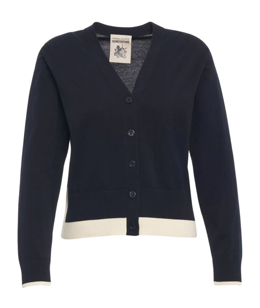 Semicouture Cardigan Scollo a V Amanda Y6SA26 Bianco Blu