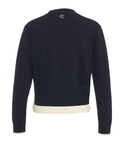 Semicouture Cardigan Scollo a V Amanda Y6SA26 Bianco Blu