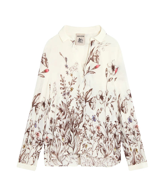 Semicouture Camicia in Fantasia Floreale Ava Y6SS52 Bianco Marrone