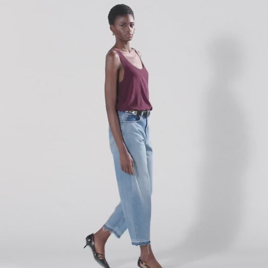 Pinko Top in Crepe de Chine con Ampio Scollo Crazy 104670 A2T7 Bordeaux