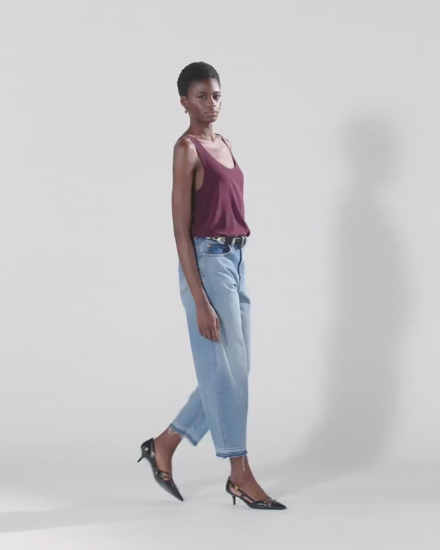 Pinko Top in Crepe de Chine con Ampio Scollo Crazy 104670 A2T7 Bordeaux