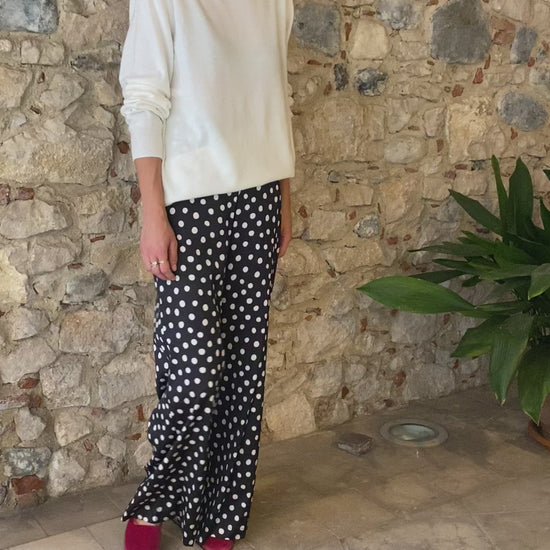 Shirtaporter Pantalone in Fantasia Pois TR3799 Bianco e Nero